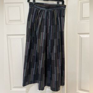 Vntg Claude Tweed Boucle A line Midi Button Through Skirt Office Work‎ Small